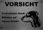 Preview: Edelstahl Warnschild Dobermann Pinscher VORSICHT Freilaufender Hund! Betreten auf eigene Gefahr!